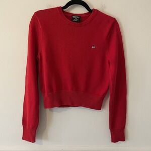 VTG Polo Ralph Lauren Kids Sz L Knit Crew Pullover Red USA Flag Logo 100% Cotton